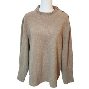 Cleo Women's Beige Button-Shoulder Knit Sweater